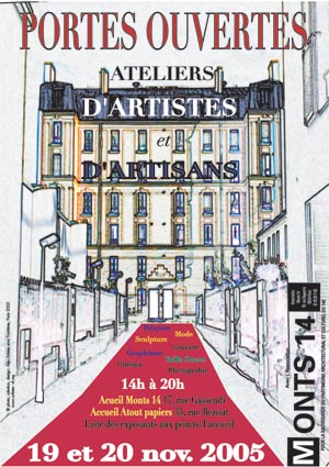 Portes Ouvertes du 14e, organisé par Monts14, affiche créée par Artistes sans Frontières