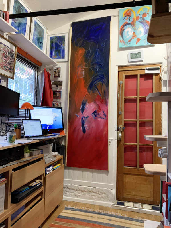 Doug Petrovic, oil on canvas, framing the developer's work station